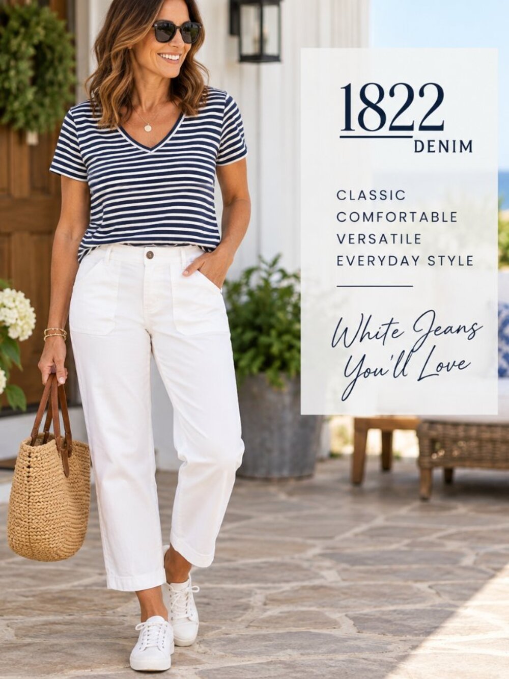 1822 Denim Women’s Size 12 White Cropped Utility Jeans